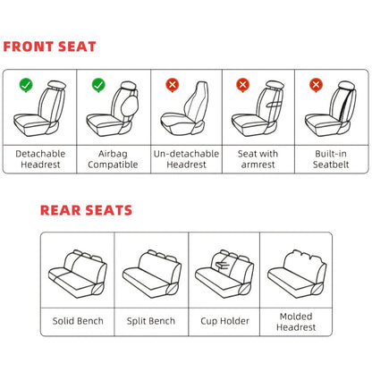 Waterproof Car Seat Covers Full Coverage PU Leather – Full Set for 2 or 5 Seats, Universal Fit Cars SUVs Trucks, Seat Protector Cushion, Black / Beige / Pink / Grey / Red