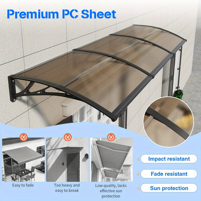 Door Awning Polycarbonate Window Canopy UPF50+ UV Rain Protection