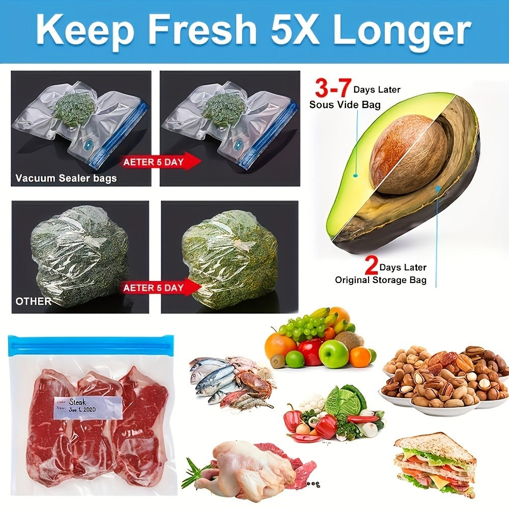 Handheld Vacuum Sealer with USB Cable and 15- or 30-Bag Storage Kit for Compact Kitchen Use