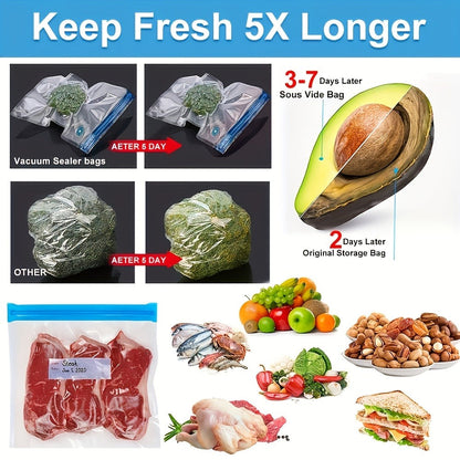 Handheld Vacuum Sealer with USB Cable and 15- or 30-Bag Storage Kit for Compact Kitchen Use