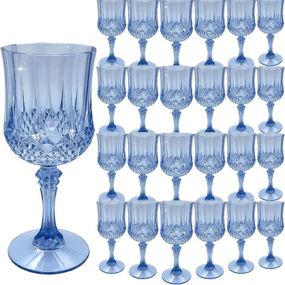 Plastic Wine Glasses 24 Pack 7oz – Unbreakable Crystal Vintage Champagne Flute Glasses Reusable Drinkware for Wedding Party Outdoor Events Kitchen