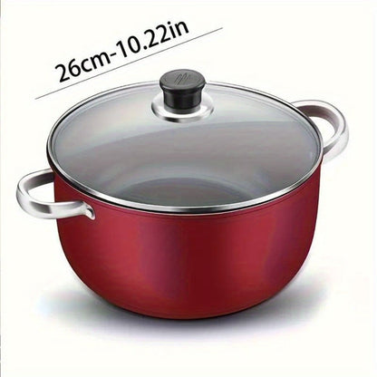 Nonstick Stock Pot with Lid 10 Inch Stone Derived Coating Iron Core Even Heating Induction for Entryways, Bedrooms and Living Spaces