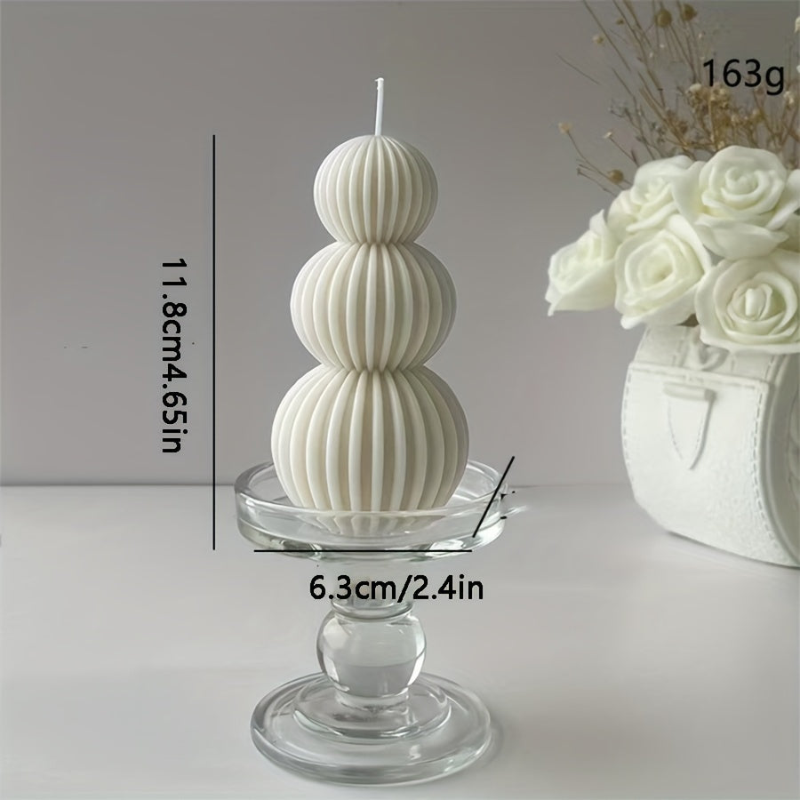Ribbed Sculptural Candle in Single-Sphere or Three-Ball Form with Two Fragrance Selections