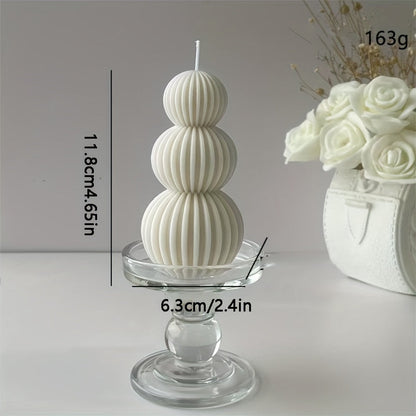 Ribbed Sculptural Candle in Single-Sphere or Three-Ball Form with Two Fragrance Selections