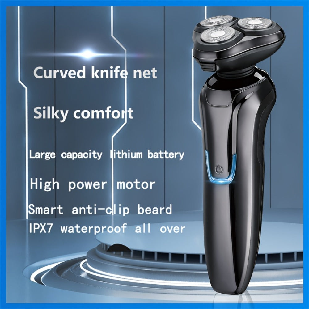 Electric Shaver 4D Floating Triple-Blade Razor with Wet/Dry Waterproof Use, LED Display and Type-C Charging