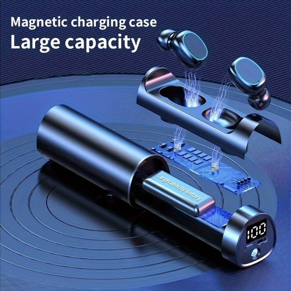 True Wireless Earbuds with Torchlight Charging Case, Touch Controls, Built-In Microphone and USB Charging