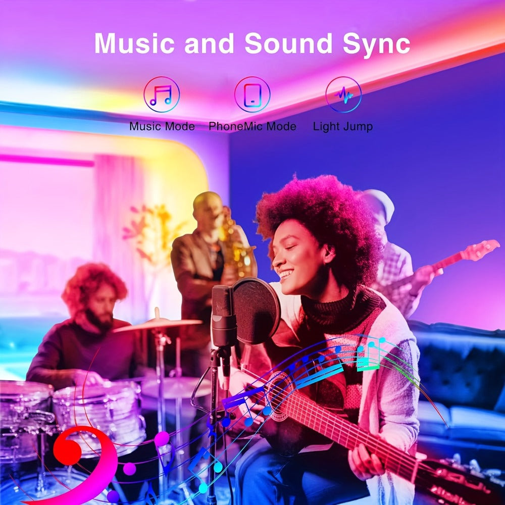 Smart APP Control LED Strip Lights 100FT 2 Rolls of 50FT - RGB Music Sync Color Changing 24V Safe Voltage Remote for Bedroom Living Room Gaming Room Party Home Decoration