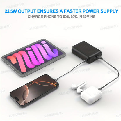 Power Bank 20000mAh Dual-Voltage 5V/7.4V with 22.5W, USB-A, USB-C, DC and LED Display for Heated Clothing