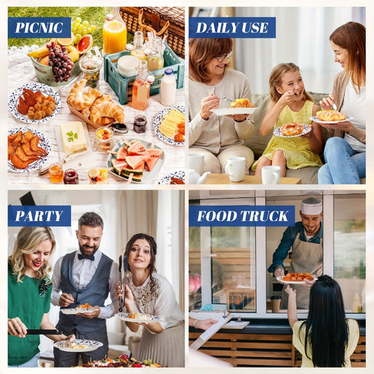 Disposable Paper Plates 300 Pack 9 Inch & 7 Inch Soak Proof Leaf Print for Party Family Gatherings Everyday Use
