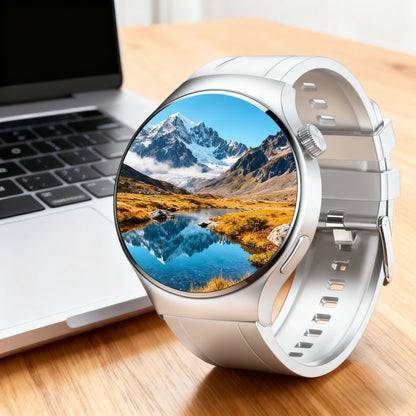 Alarm Smartwatch with Silicone Strap – Wireless Calling, Pedometer, Calorie Tracker, Music Playback, Remote Camera & Multi-Sport Modes – Unisex Men & Women Silver Black