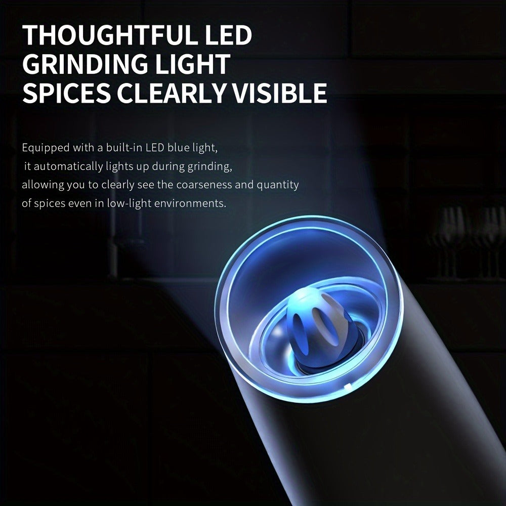 BRODARK Gravity-Activated Spice Grinder with Blue LED, Adjustable Grind and One- or Two-Piece Options