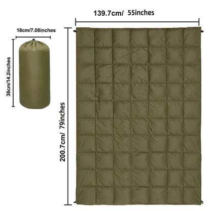Puffy Camping Blanket Foldable Lightweight Water Resistant with 3D Eye Mask - DWR Coated Outdoor Blanket for Camping, Hiking, Travel, Beach, Stadium & Car, Warm Packable Throw in 4 Colors, 55" x 78"