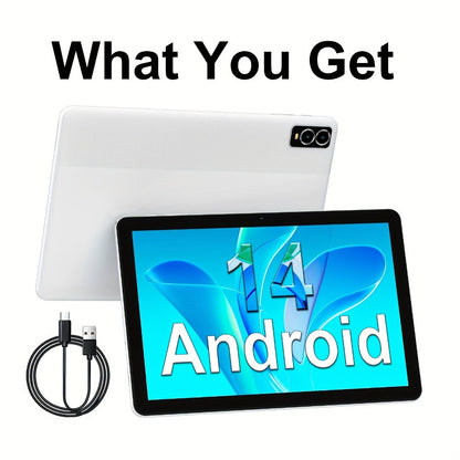Android Tablet 10-Inch with Android 14, A523 Octa-Core, WiFi 6 and Tablet or Keyboard Options