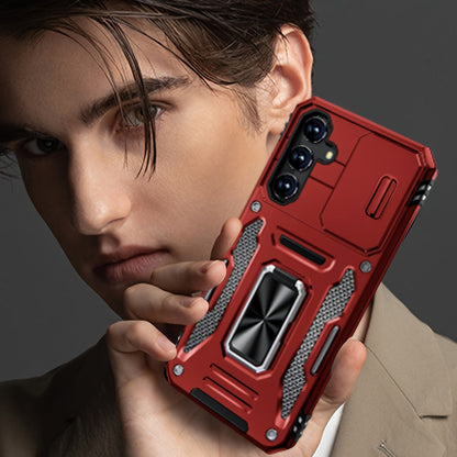 Samsung Galaxy Shockproof Magnetic Phone Case with 360° Rotating Ring Bracket & Sliding Lens Protector – Heavy Duty Cover for S24FE S23FE S22 S21FE Ultra A55 A54 A35 A34 A25 A24 A16 A15 A14 A06 A05 A05S 5G