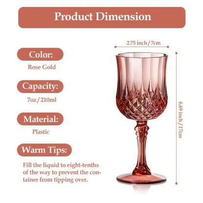 Plastic Wine Glasses 24 Pack 7oz – Unbreakable Crystal Vintage Champagne Flute Glasses Reusable Drinkware for Wedding Party Outdoor Events Kitchen