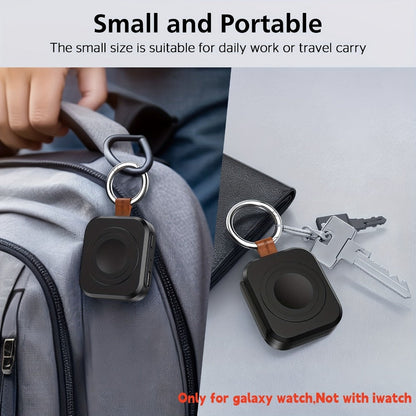 Samsung Galaxy Watch Charger Portable 1200mAh Wireless Fast Charging Power Bank Keychain Compatible Galaxy Watch 8 Ultra 7 6 Classic 5 Pro 4 3 Active 2 – Compact Travel Charger Black White