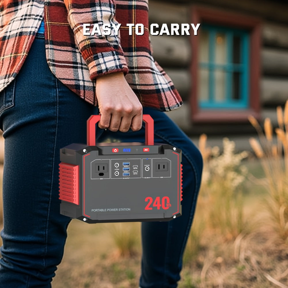 Solar Generator Portable Power Station 88.8Wh 111Wh 237Wh with Foldable Solar Panel, 100W Pure Sine Wave AC Output USB-C PD USB QC3.0 DC LED Emergency Light for Camping RV Hiking & Home Backup Power