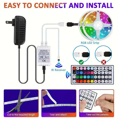 LED Strip Lights 100ft Color Changing with 44-Key Remote & Power Supply – RGB Light Strip for Bedroom Ceiling Living Room Festival Wedding Party Decor 30m