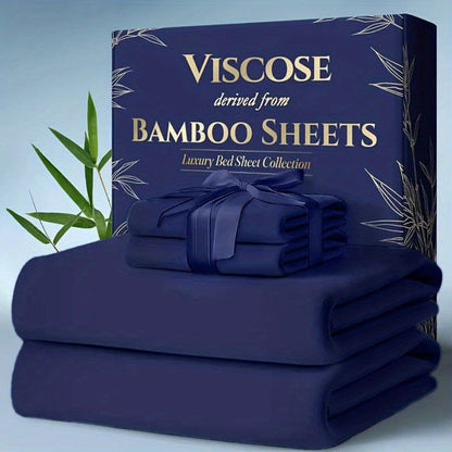 Bed Sheet Set 6-Piece Bamboo Fabric with 40–44 cm Pocket, Double-Stitched Edges and Seven Colors