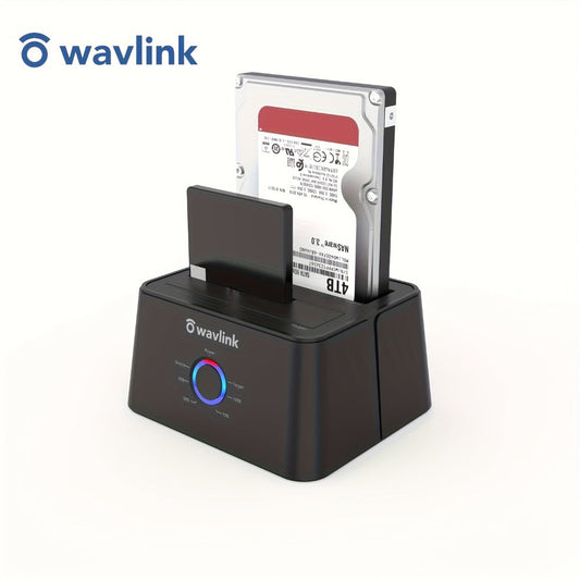 Dual Bay Hard Drive Docking Station USB 3.0 to SATA with Offline Clone Function – Wavlink Tool-Free Dock for 2.5/3.5 Inch HDD SSD, Up to 2x16TB, UASP 5Gbps, Hot Swap, USB-C Adapter Included