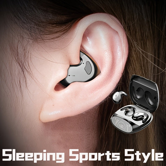 Bluetooth 5.3 Ultra-Thin Sleep Earbuds Invisible, Side Sleeping Special Small Ear Canal Mini Wireless Earphones, Comfortable In-Ear Invisible Design for Samsung Android iPhone Nighttime Relaxation Work