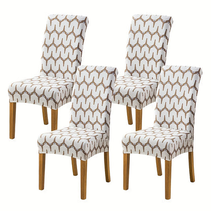 Printed Stretch Dining Chair Covers in Ten Patterns with Four- or Six-Piece Set Checkouts for Parsons Chairs