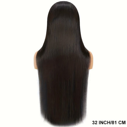 Straight Human Hair Wig with 4x4 Lace Closure, Center Part and Black 16–36 Inch Length Options