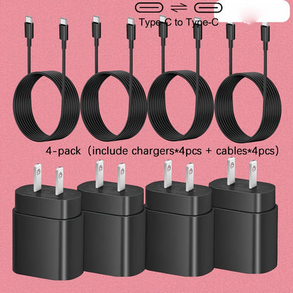 4-Pack USB-C Fast Charger with 4FT Cable Set, Super Fast Charging Compatible with Samsung Galaxy S23 S22 S21 Note Series, iPhone 15, Android Phones, iPad, MacBook and All USB-C Devices