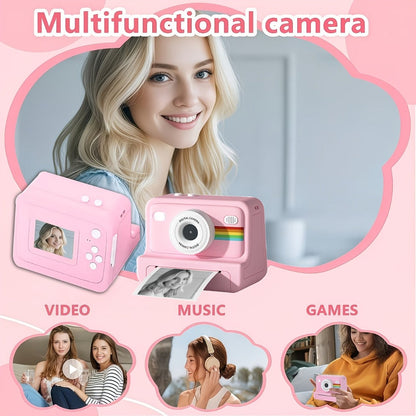 Instant Print Digital Camera with 1-Second Photo Printing | 1080P HD Screen, Selfie & Video Camera, 3 Rolls Paper Included | Portable Travel Camera Gift for Kids, Teens & Adults