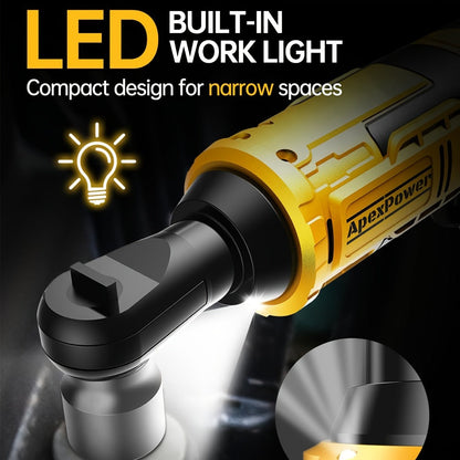 Cordless Electric Ratchet Wrench 3/8'' & 1/2'' Drive, Compatible with Dewalt 20V Max Battery, 88 Ft-lb High Torque, 0-400 RPM Variable Speed, 8 Sockets, Built-in LED Light (Battery Not Included)