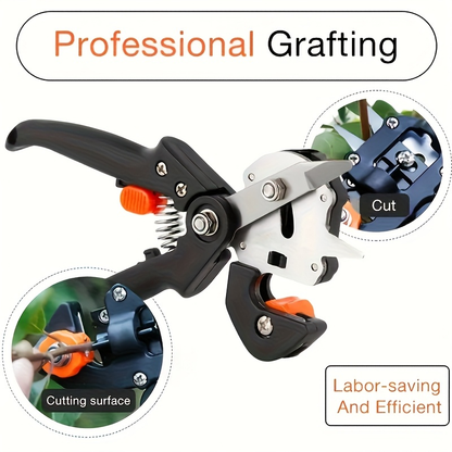 Two-in-One Grafting and Pruning Shears, 8.46 Inches with Mounted Cutter, Base and Two Spare Blades