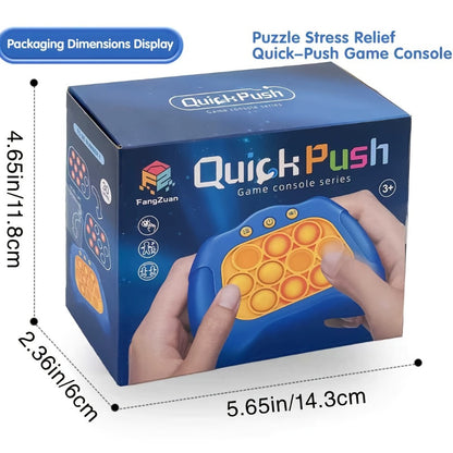 Blue Quick-Push Electronic Memory Game with Ten Pop Buttons, Four Pictured Modes and Back Controls
