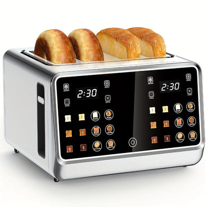 Four-Slice Touchscreen Toaster with Dual Independent Controls, Six Bread Modes, Six Shade Levels and Timer Displays