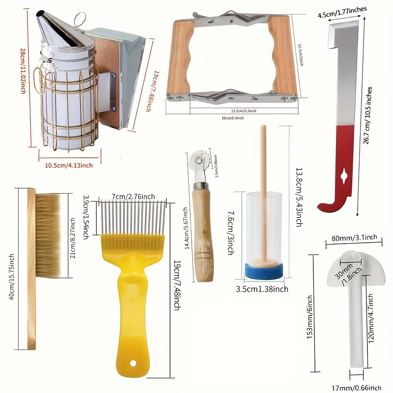 12-Piece Beekeeping Starter Kit with Veil, Gloves, Bee Smoker, Brush, Frame Grip and Hive Tools