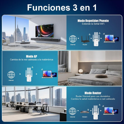 WiFi Range Extender Ourlife 1300Mbps Dual-Band 2.4/5GHz with Six Antennas and Five Color Configurations