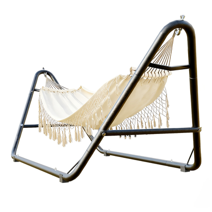 Hammock with Stand Outdoor 600 lbs Capacity Anti-Rollover Heavy Duty Portable Camping Backyard Patio Hammock Bed White Grey Black