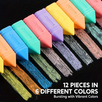Jumbo Sidewalk Chalk 12 Pack 6 Colors Washable Non-Toxic Outdoor Chalk for Kids Toddlers Cone Shaped Sidewalk Art Playground School Supplies Birthday Christmas Gift