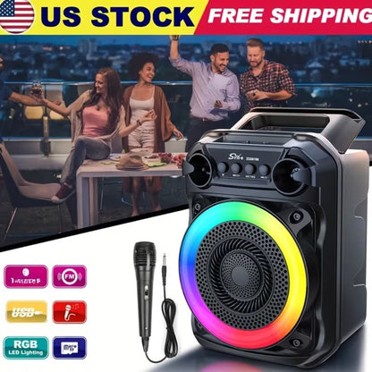 Portable Wireless Karaoke Speaker with Microphone & Bass Boost, TWS Stereo Sound, TF/SD Card Player