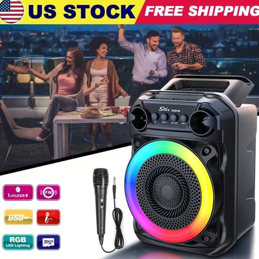 Portable Wireless Karaoke Speaker with Microphone & Bass Boost, TWS Stereo Sound, TF/SD Card Player, Type-C Charging, PA System for Outdoor Street Karaoke Parties Singing Computer DVD