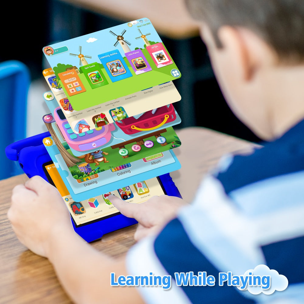 Kids Tablet 7 Inch with Android, 2GB RAM, 16GB or 32GB Built-In Storage, Parental Controls and Silicone Case