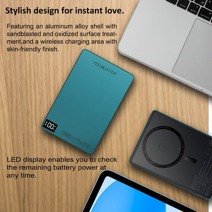 10000mAh Thin Magnetic Power Bank with 35W USB-C and 30W USB-A Port Markings in Four Colors