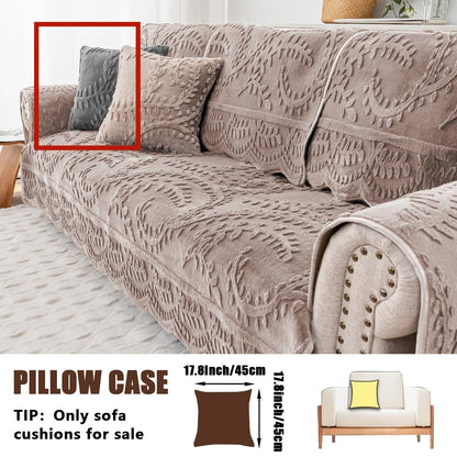 Sofa Cover Quilted Faux Rabbit Fur Plush Panels in 35.43-Inch Width with Seat, Pillowcase and Two-Piece Options