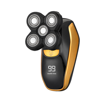 Electric Shaver 5-in-1 Grooming Kit with Nose Trimmer, Hair Clipper, Facial Brush, USB Charging and Display