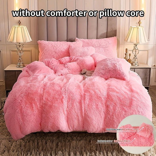 Plush Duvet Cover 100% Polyester Soft Warm Zipper Closure Cozy Bedroom Bedding Twin Full Queen King Solid Tie Dye 14 Colors for Bedroom Guest Room Dorm