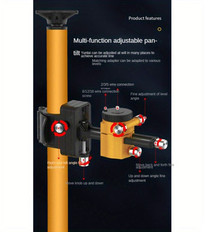 Laser Level Pole Telescopic Grade Rod 11FT/19FT Adjustable Support Staff with 1/4"-20 Mount & 5/8"-11 Adapter for Rotary Line Laser Leveling Alignment