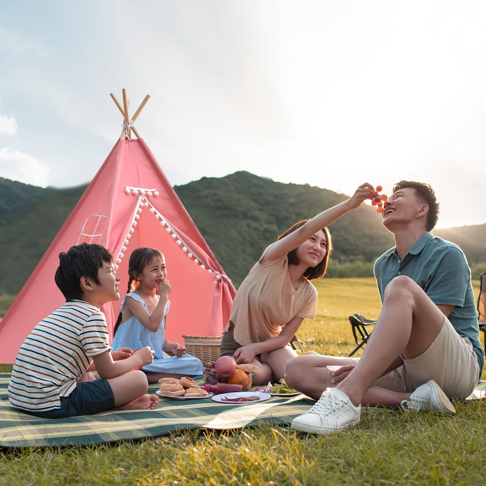 Kids Teepee Play Tent with 140 x 120cm Frame, White, Blue, Pink or Star Fabric Options and No Sitting Mat