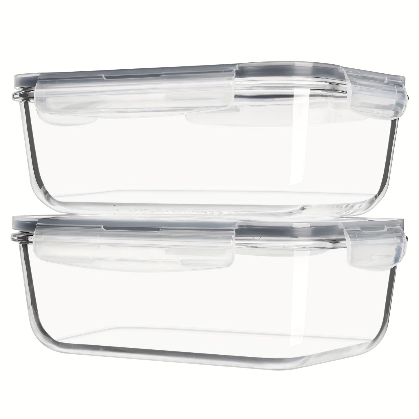 Glass Food Storage Containers with Lids 2 Pack – 63oz Large Airtight Snap Lock Meal Prep Containers, Leak Proof Glass Dish with Lid for Oven, Microwave & Refrigerator, Food Transport Tubs