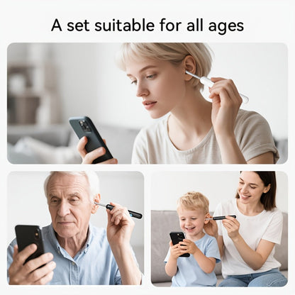 1080P-Marked Visual Ear Camera Kit with Six LED Lights, USB Charging and Black or White Accessory Sets