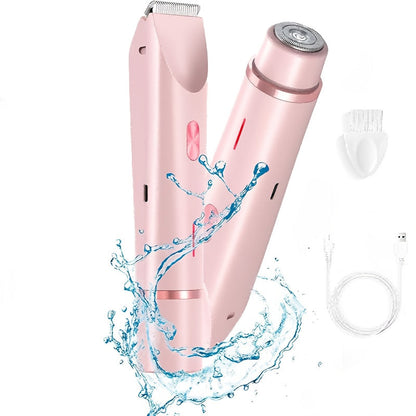Electric Shaver 2-in-1 Bikini and Facial Razor with USB Rechargeable Power for Dry or Wet Use in Three Colors