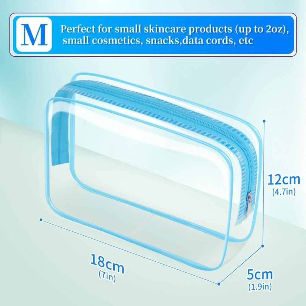 Twenty-Four Clear Zipper Toiletry Pouches, 7 by 4.7 by 2 Inches, in White or Rose Red Options